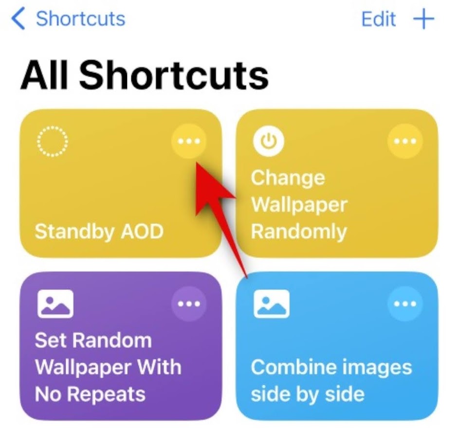 The Shortcut will now be added to your app. Locate the 3-dot (More) icon associated with the Shortcut and tap on it.