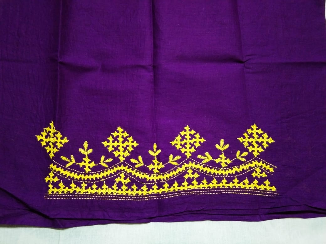 Gujrati Stitch Pure Cotton Purple Colour Blouse Piece