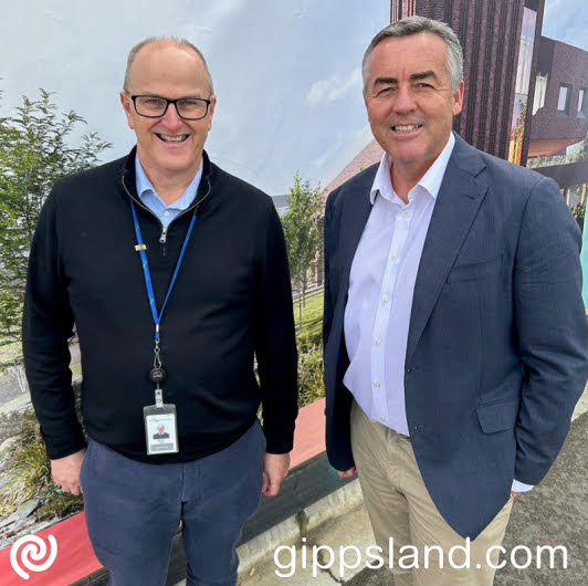 Federal Member for Gippsland Darren Chester and Latrobe Regional Hospital CEO Don McRae are looking forward to the completion of the major redevelopment project