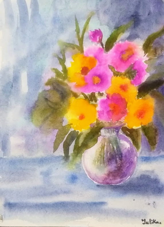 Handpainted Watercolor Painting on Handmade Paper (Without Frame)