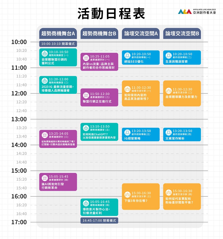 2023亞洲創作者大會活動日程表