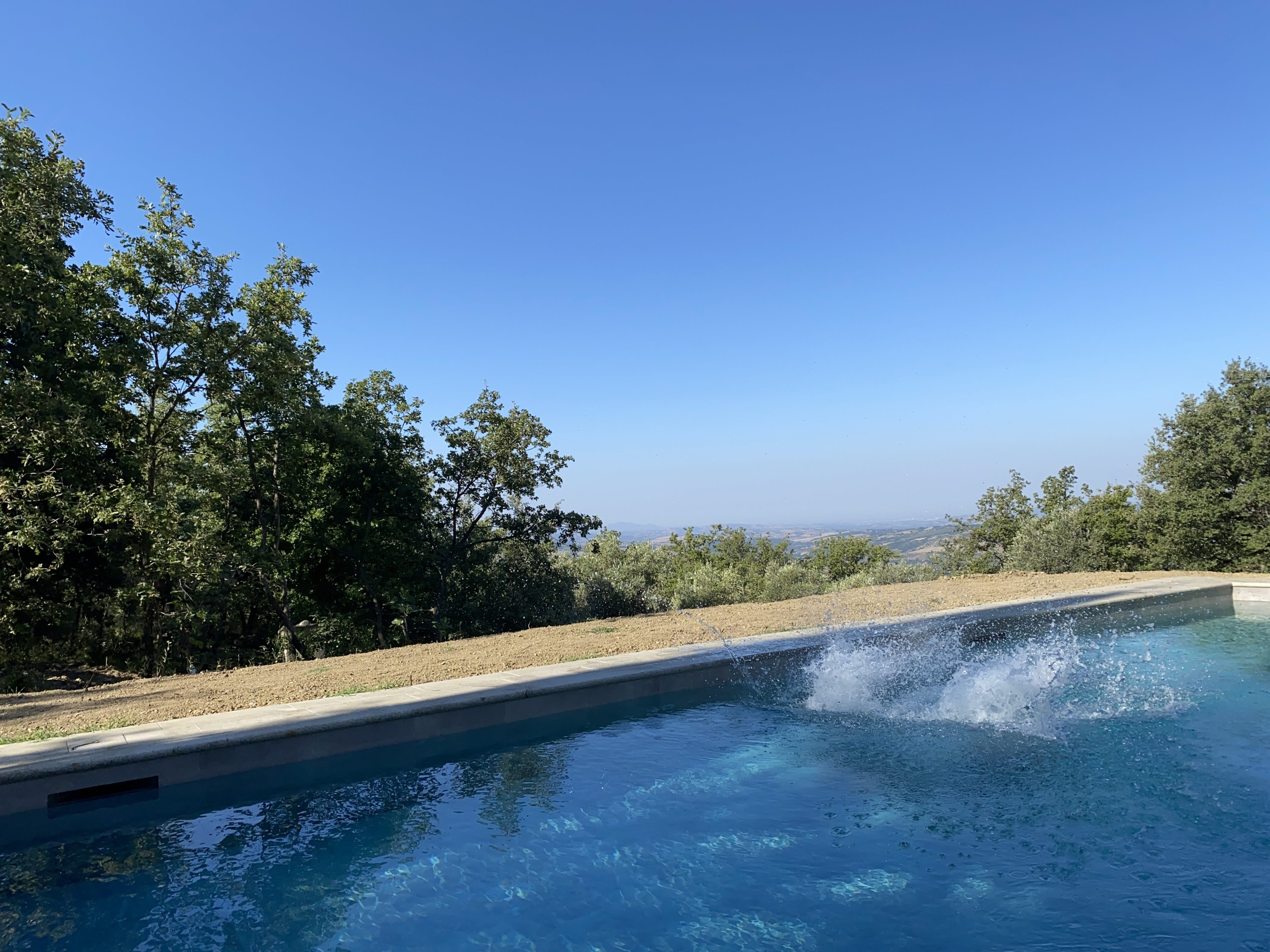 A bigger splash in the swimming pool at Podere Santa Pia, southern Tuscany