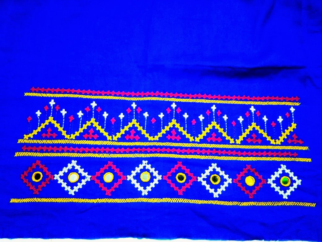 Gujrati Stitch Pure Cotton Blue Colour Blouse Piece