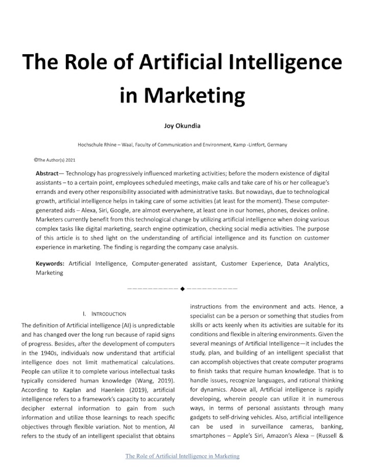 Article Summary: The Role of Artificial Intelligence in Marketing