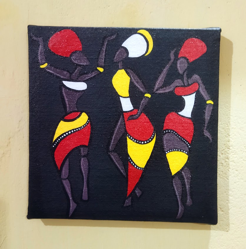 Handpainted Acrylic Painting on Canvas with Wooden Frame