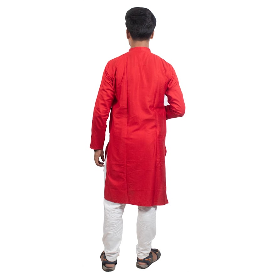 Sartin Pure Cotton Kanthastich Man Panjabi (Red)