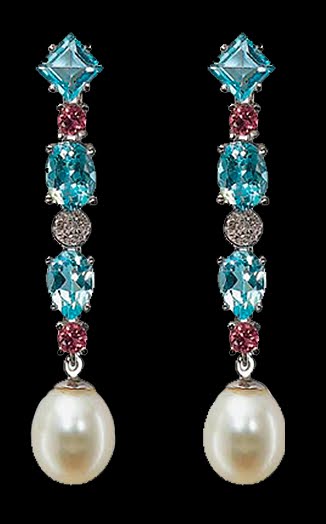 Queen Letizia wore Yanes Aquamarines and Pink Tourmalines Earrings