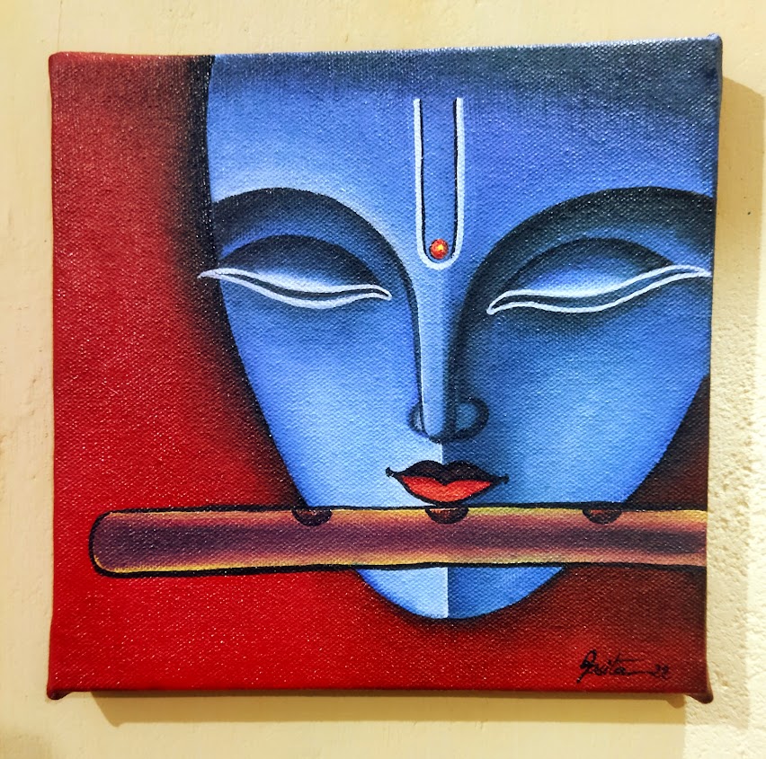 Handpainted Acrylic Painting on Canvas with Wooden Frame