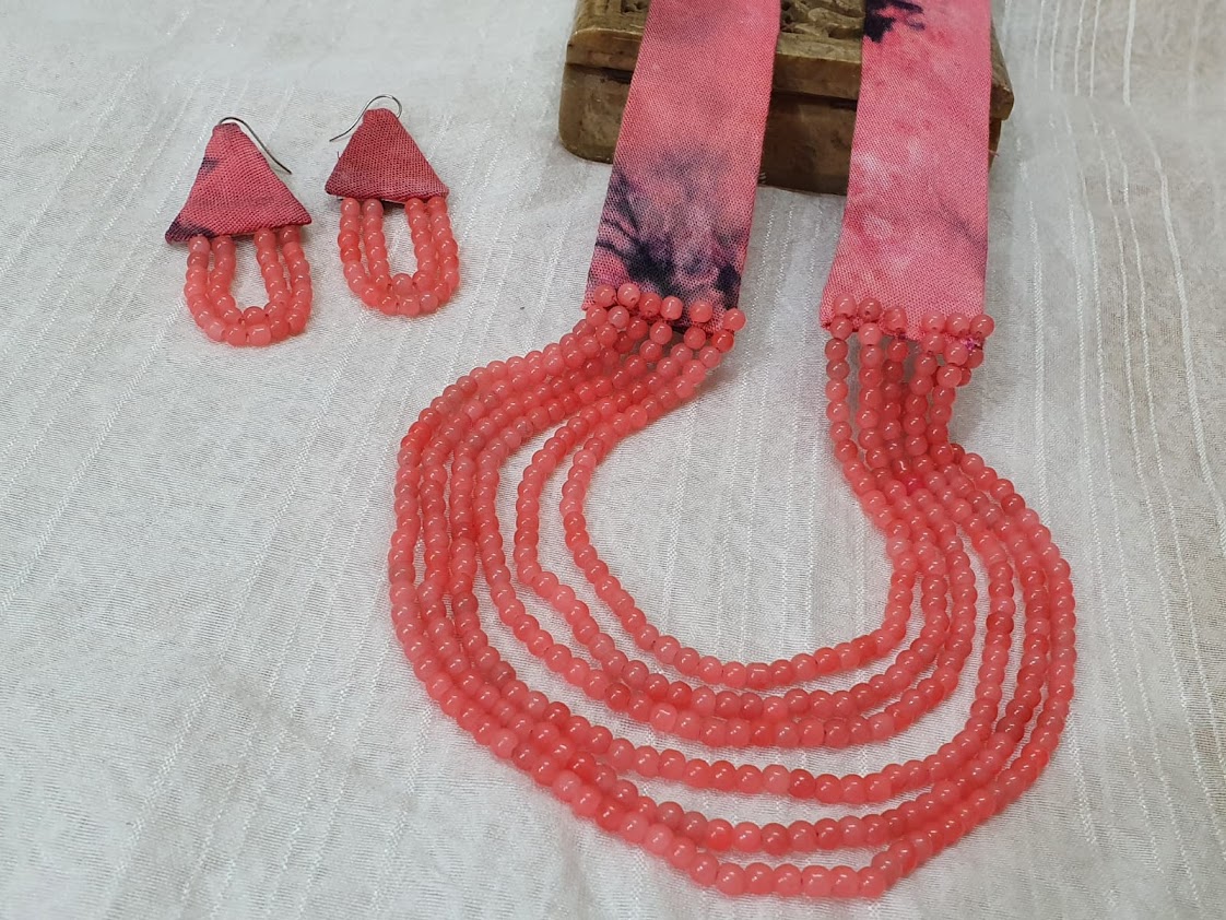 Beautiful Fabric Jewellery Set with Beads