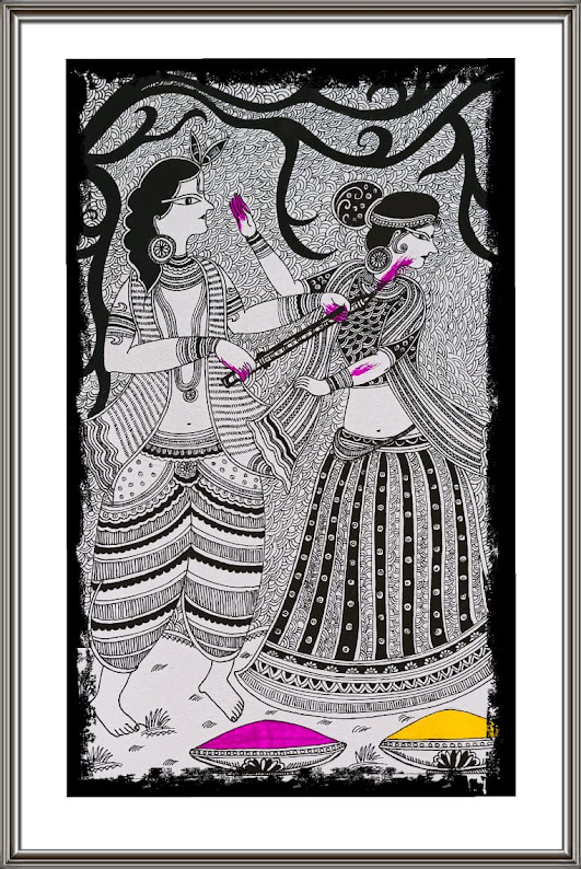 Madhubani Bosonto Painting for Wall Decor (Without Frame)