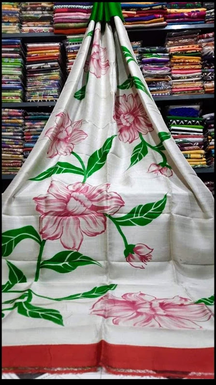 Artisan-Made Murshidabad Silk Block Print Saree with Blouse Piece