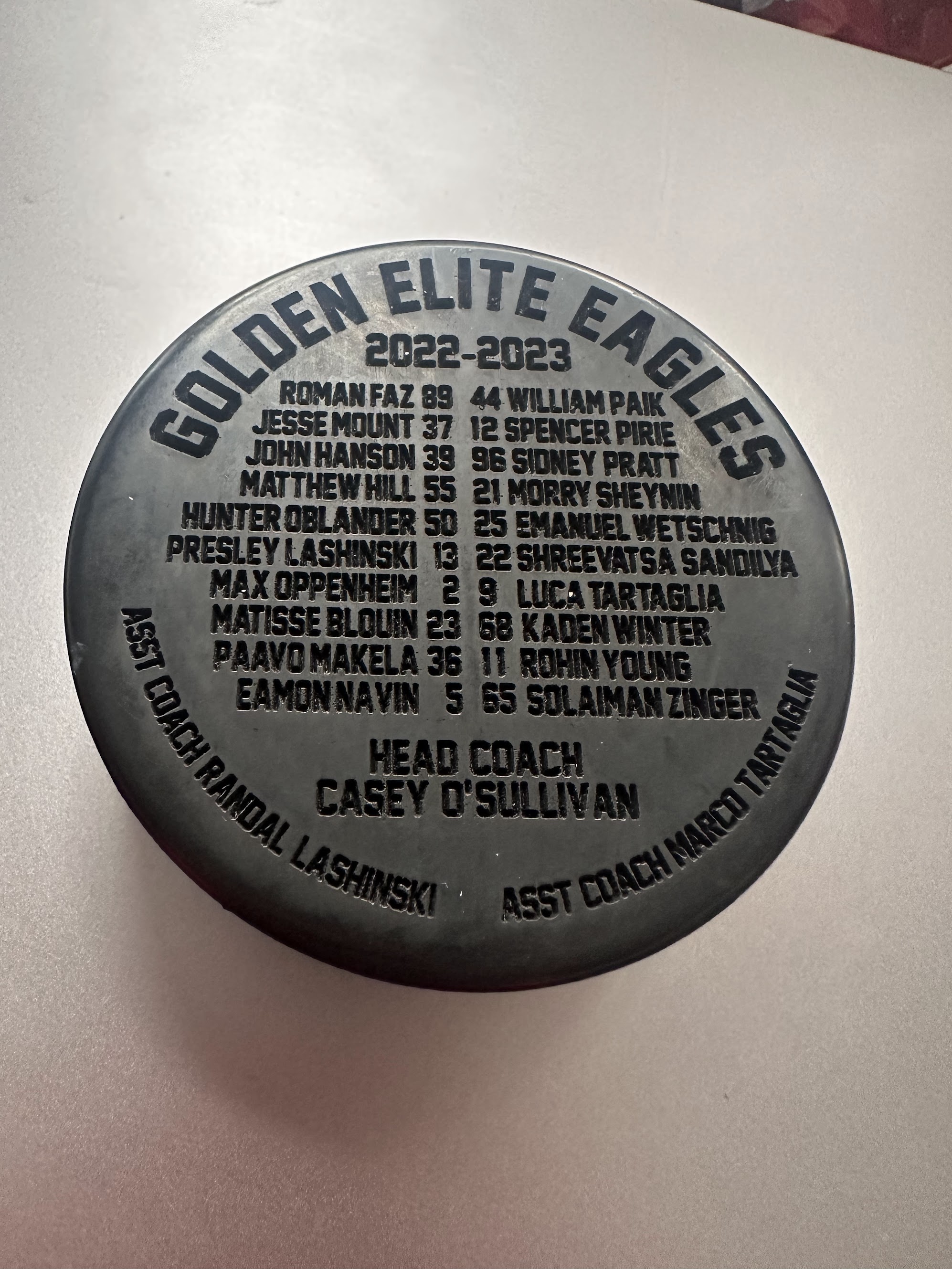 Engraved Team Puck - 2 Sided