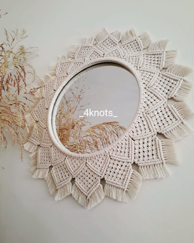 Handmade Macrame Mirror Mandala Art