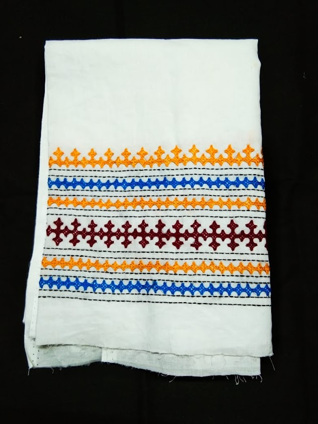 Gujrati Stitch Pure Cotton White Colour Blouse Piece