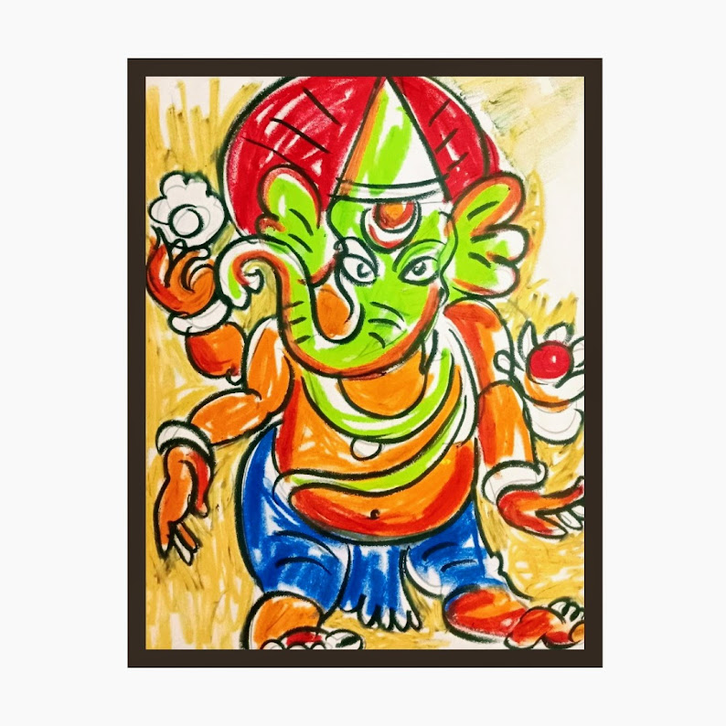 Handpainted Ganesha Painting (With Frame)