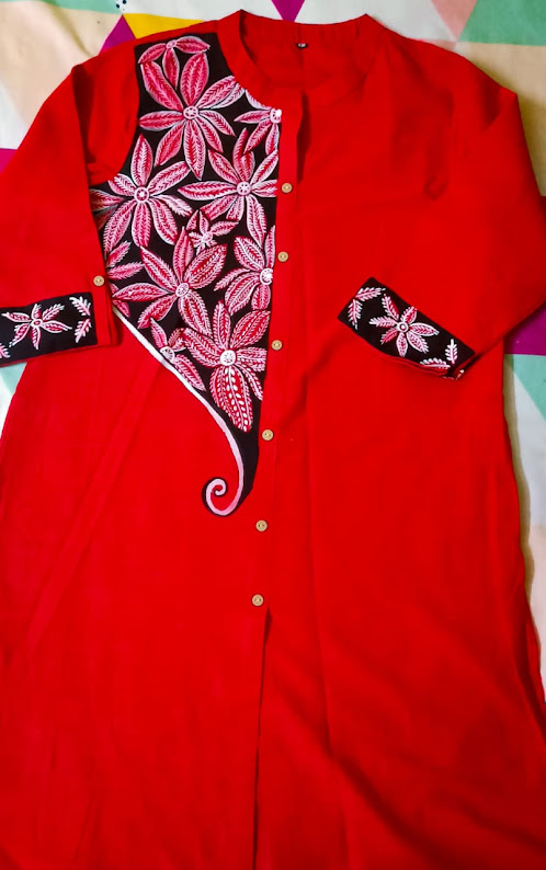 Handpainted Cotton Long Kurti for Women