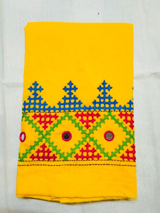 Gujrati Stitch Pure Cotton Yellow Colour Blouse Piece