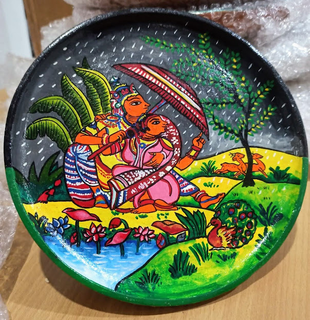 Handpainted Wall Plates Hanging 8 Inches for Home Decor