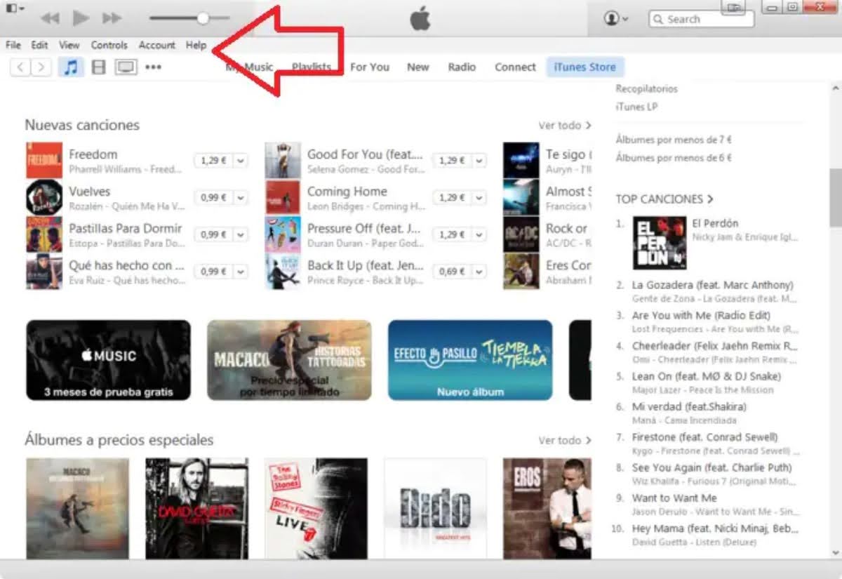 Click on the "Help" menu located at the top of the iTunes window.