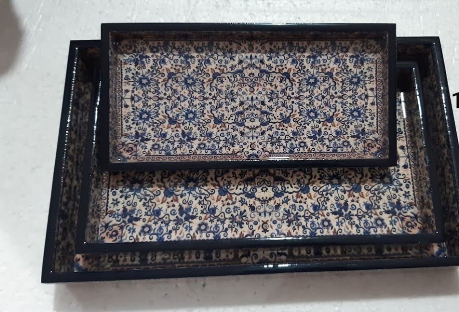 Wooden Rectangle Serving Tray Set of 3