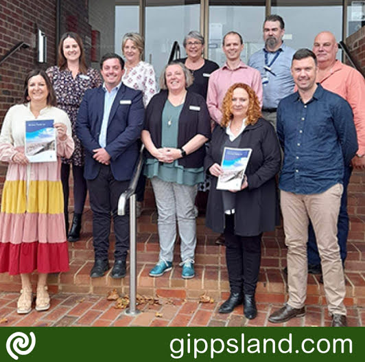 Back row: Deputy Mayor Williams, Cr Keerie, Cr Davies, Cr Darakai, Cr Felton, Cr Rae, Front row: Hon Kristy McBaine (Federal Minister for Regional Development, Local Government and Territories), Mayor Hersey, CEO Kerryn Ellis, Hon Melissa Horne (Victorian Minister for Local Government, Roads and Road Safety and Ports and Freight), Tom McIntosh (Member for Eastern Victoria)