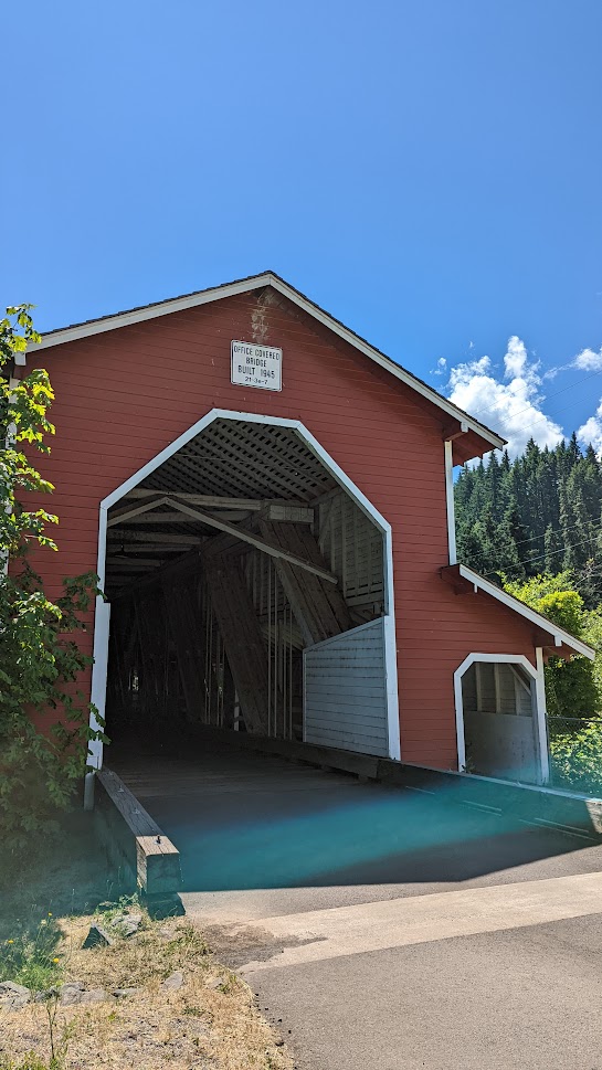 Hwy 58 to Crater Lake - on the way visit Office Covered Bridge, the longest covered bridge in Oregon