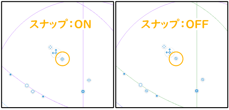 クリスタの魚眼パース定規のスナップON・OFFハンドル