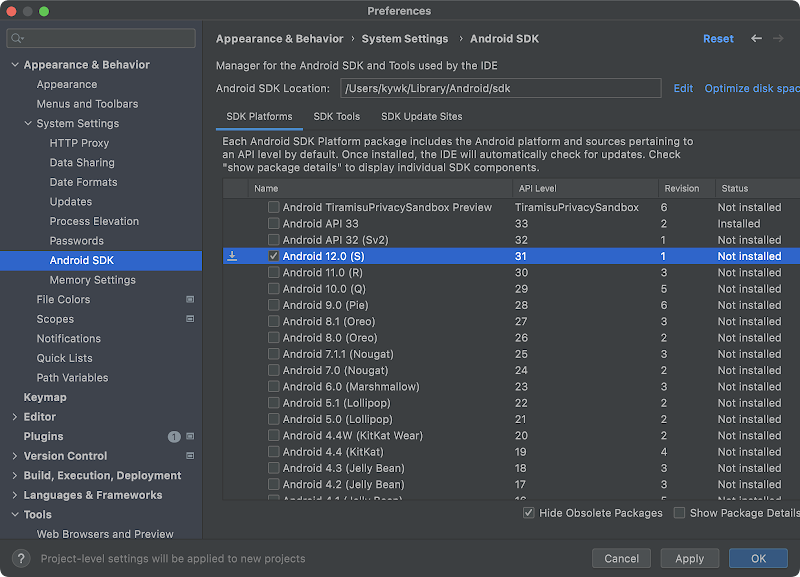 Android Studio Preferences