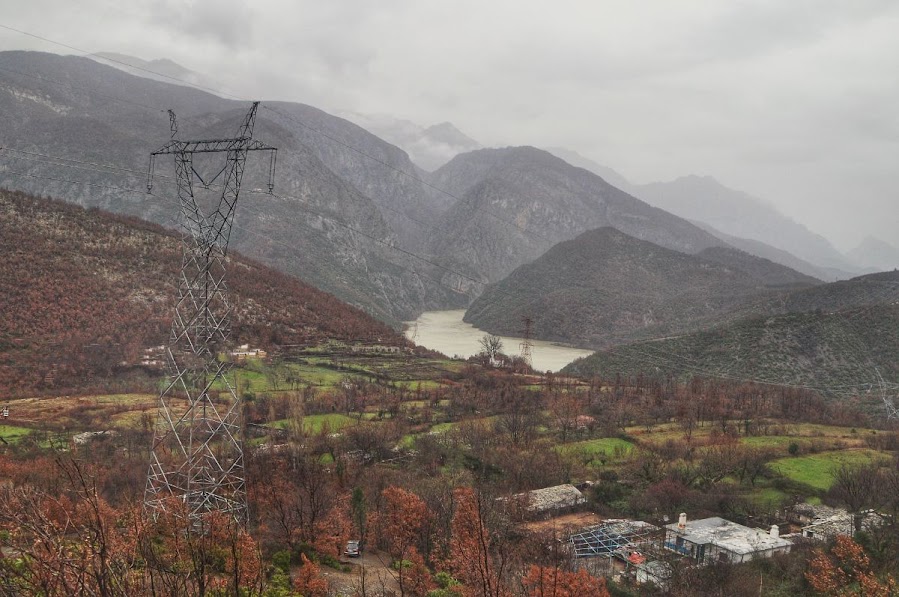 Mountains and Drini Lake in Shkoder County, Albania