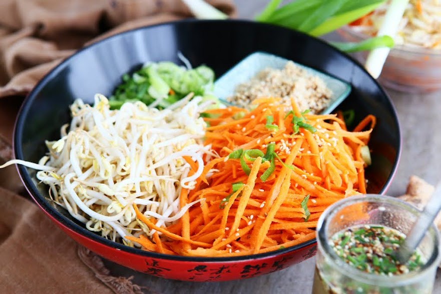 Carrot and Beansprout Salad with Ginger Vinaigrette