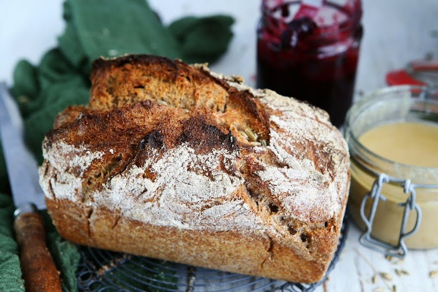 Spelt Emmer Sourdough Wholemeal Bread using a Scalding Method