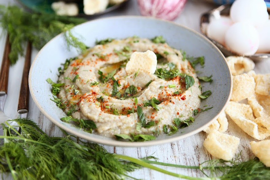 Aubergine Dip with Caramelised Onion