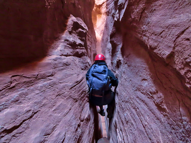 Dollie chimneying over a narrow spot