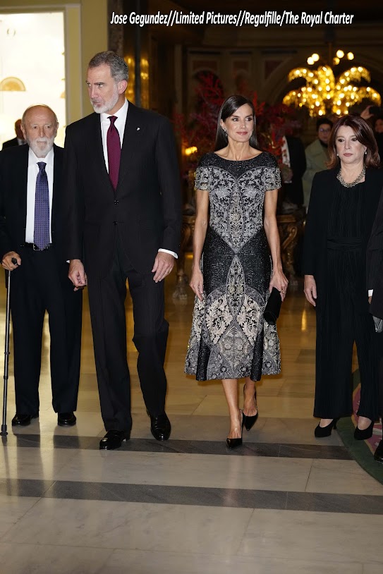 Queen Letizia of Spain brought her Felipe VArela multi-colour brocade embroidered dress back at the 2022 Francisco Cerecedo” Journalism Award