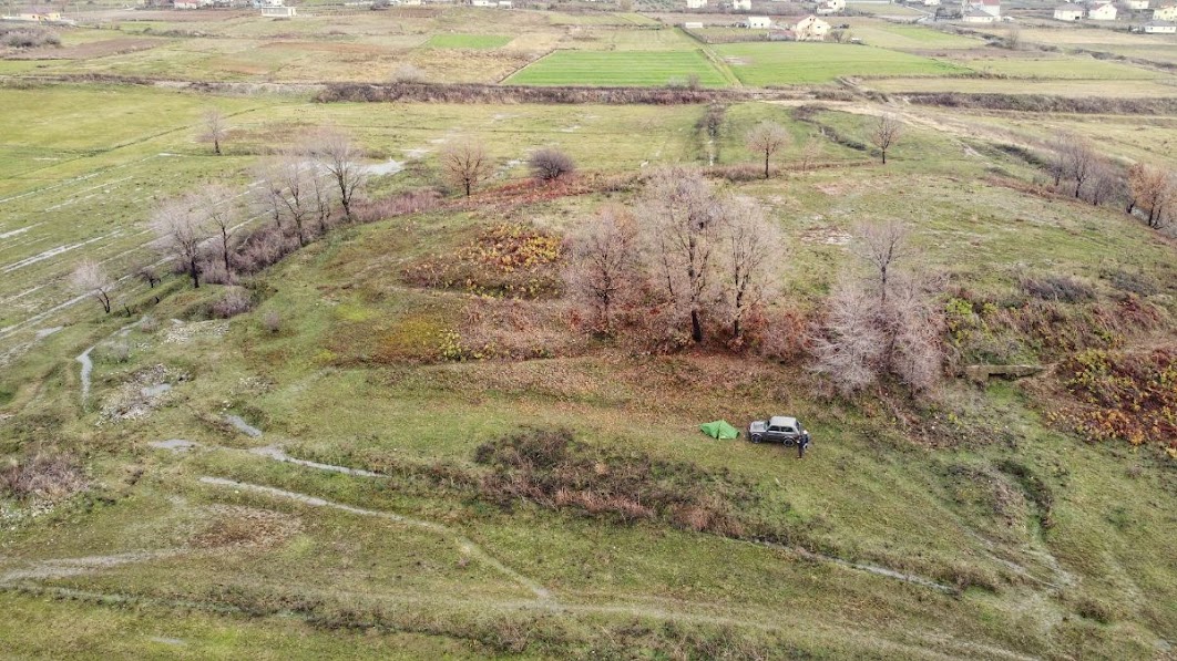 A drone picturer of green fields near Shkoder Lake, Nature Reserve, Shkoder County, Albania