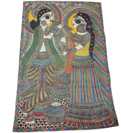 Handmade Radha Krishna Madhubani painting for Decor