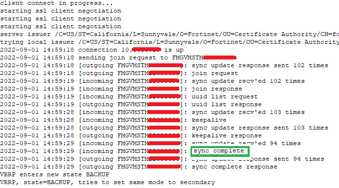 VRRP debugs on Secondary node.