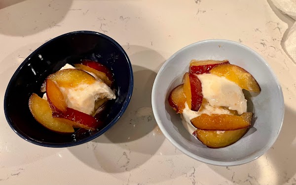 plum topped ice cream