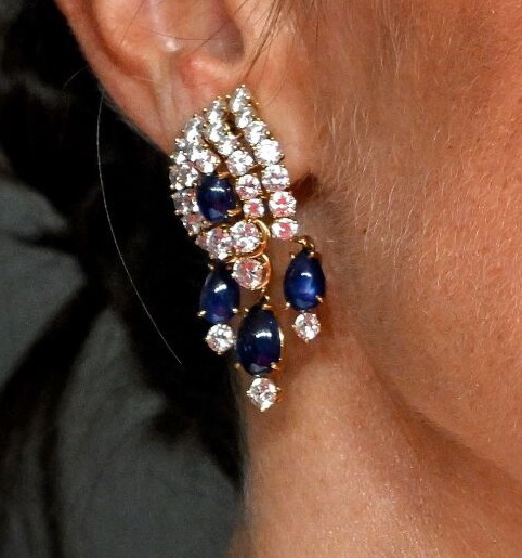 gorgeous Diamond and Sapphire earrings that belonged to her mother-in-law Queen Sofia