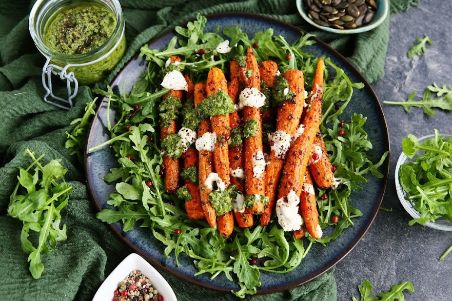 Roasted Carrots with Pumpkin Seed Pesto and Yoghurt