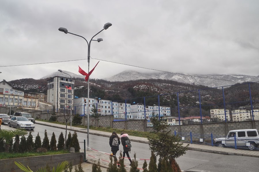 Students in the centre of Bajram Curri, Kukes County, Albania