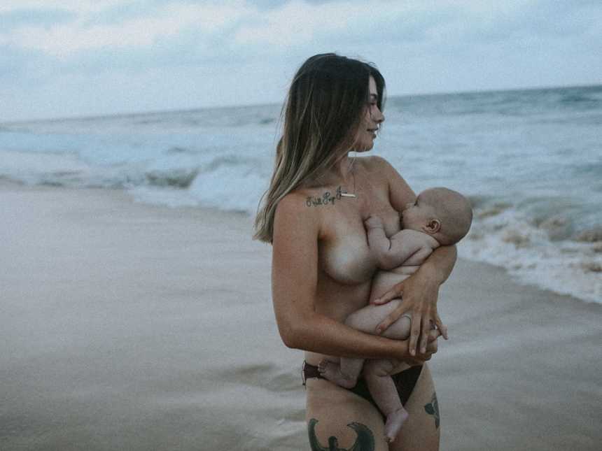 ‘Brave And Beautiful’ Moms Celebrate Their Bodies With Beachside Full Moon Breastfeeding Session