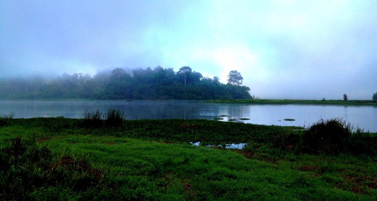 crocodile lake in cat tien national park before sunrise 