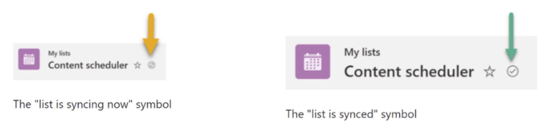 When Lists sync is on, you’ll see a new icon next to the title of the list.