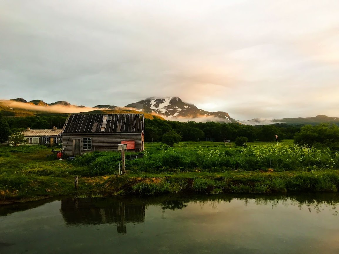 kurile lake kamchatka russia Diky Greben Mountain at dusk