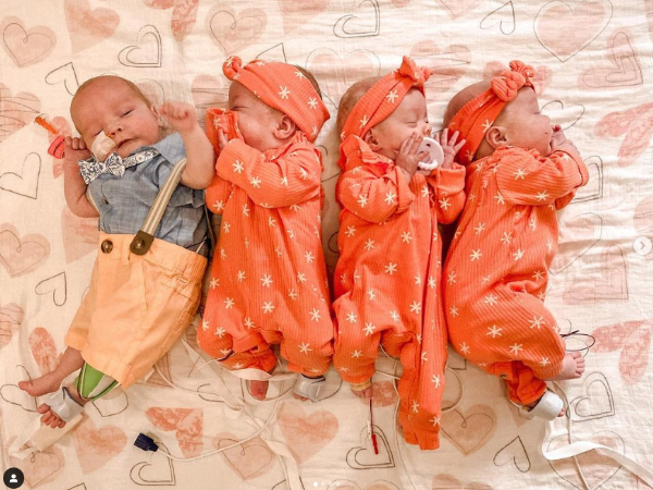 Emotional Moment Mom Holds Quadruplets For The First Time After Infertility Struggles