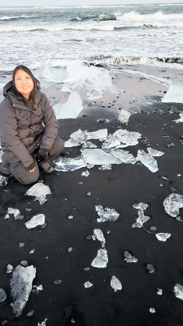 Glaciers and Diamond Beach: In the southeast coast of Iceland you can find the famous Diamond Beach, where icebergs from Jökulsárlón Glacier Lagoon have been polished to translucence by the ocean waves so they look almost like diamonds, then wash ashore on the black sand beach