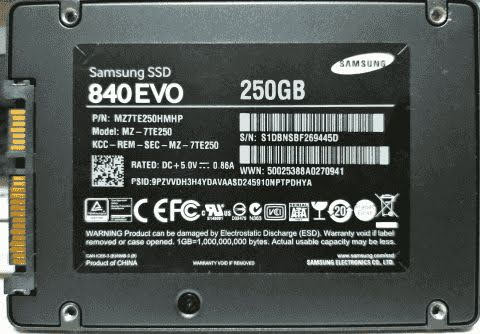 手持ちのSamsung 840EVO 250GB