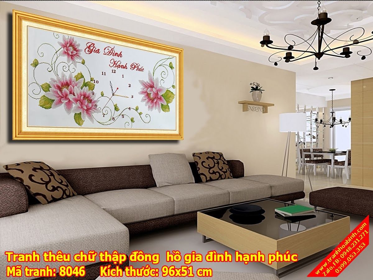 Tranh thêu chữ thập Gia Đình Hạnh Phúc