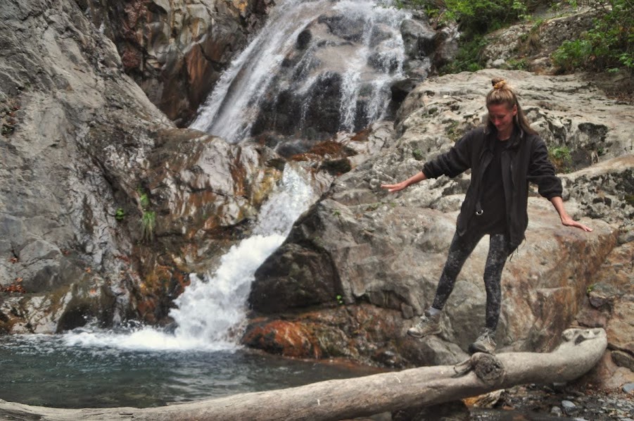 waterfall along the tusheti road in georgia